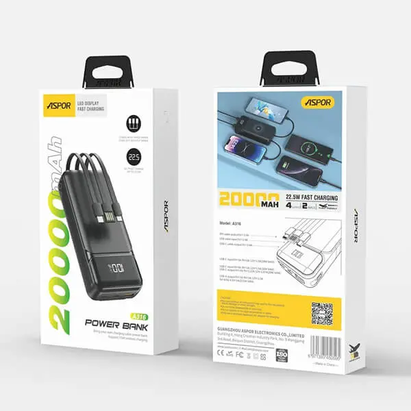 Aspor A316 20000mAh 22.5W Portable Power Bank - Image 6