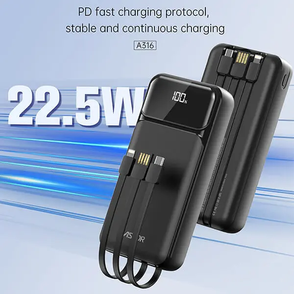 Aspor A316 20000mAh 22.5W Portable Power Bank - Image 5