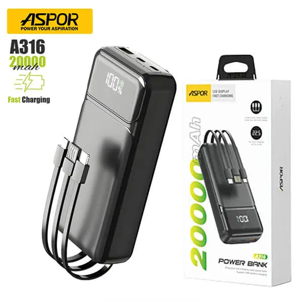 Aspor A316 20000mAh 22.5W Portable Power Bank