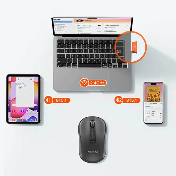 MEETION BTM185 Silent Mouse 2.4G Wireless + Bluetooth - Image 11