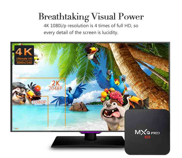 MXQPRO 4K S905W Android 7.1 2G+16G Tv Box Smart 4-Core Media Player Streamer