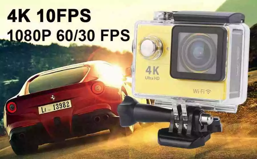 H9 Wifi Ultra HD 4K Video Wide Angle Sports Camera 2-inch Screen 1080p 60fps Gopro Hero 4 Style action Camera + Monopod