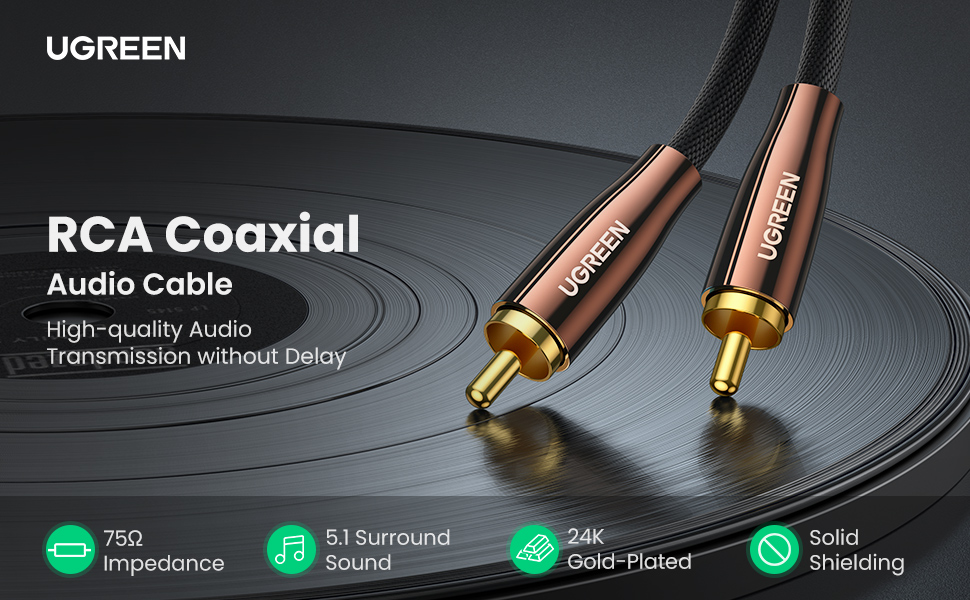 UGREEN HiFi RCA Coaxial Audio Cable Copper Case Braid 1M AV155 in Sri Lanka | ido.lk